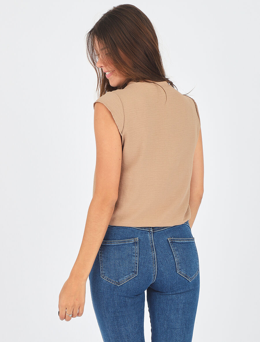 Top uni sans manches - Camel - 5