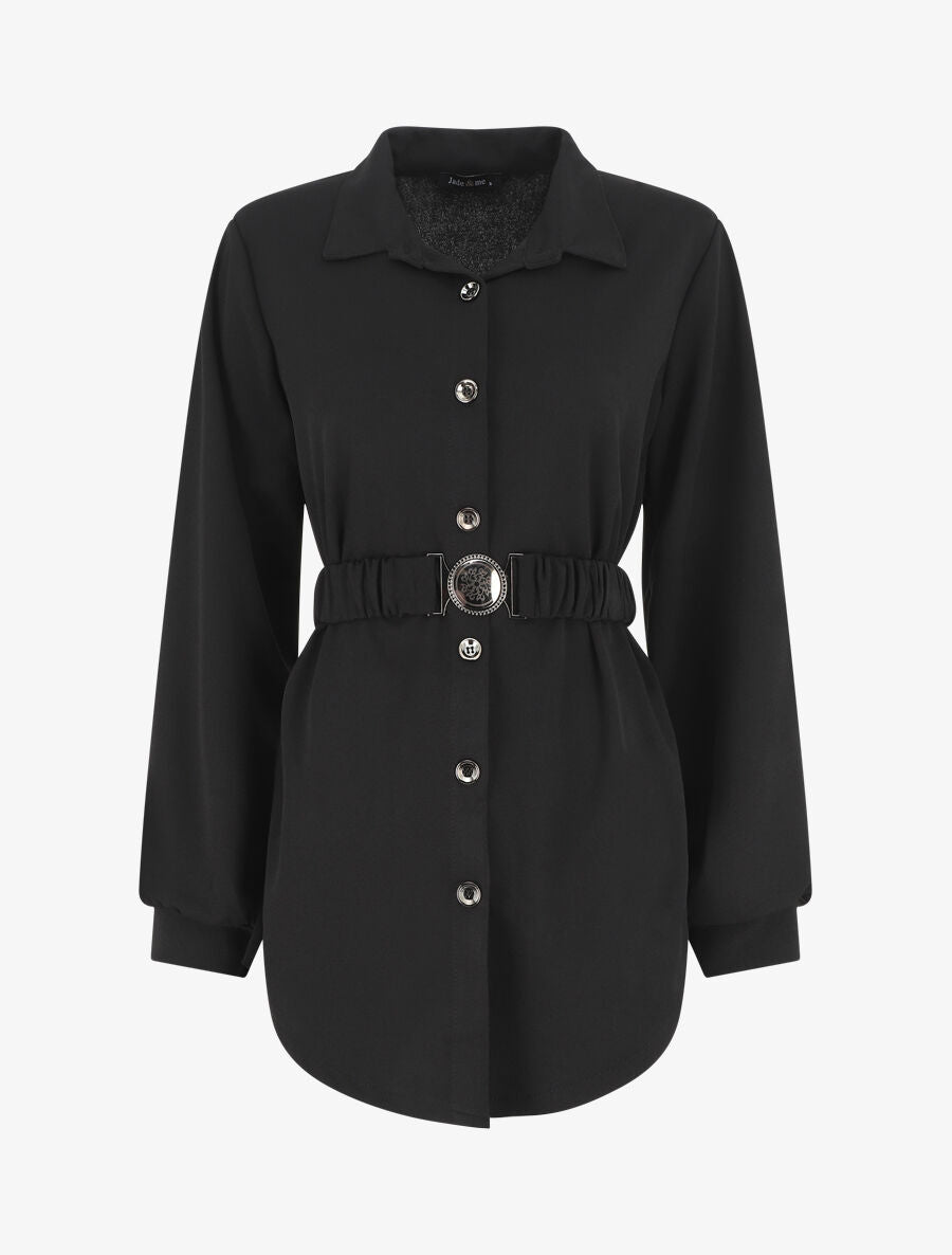 Chemise ample ceinturée - Noir - 1