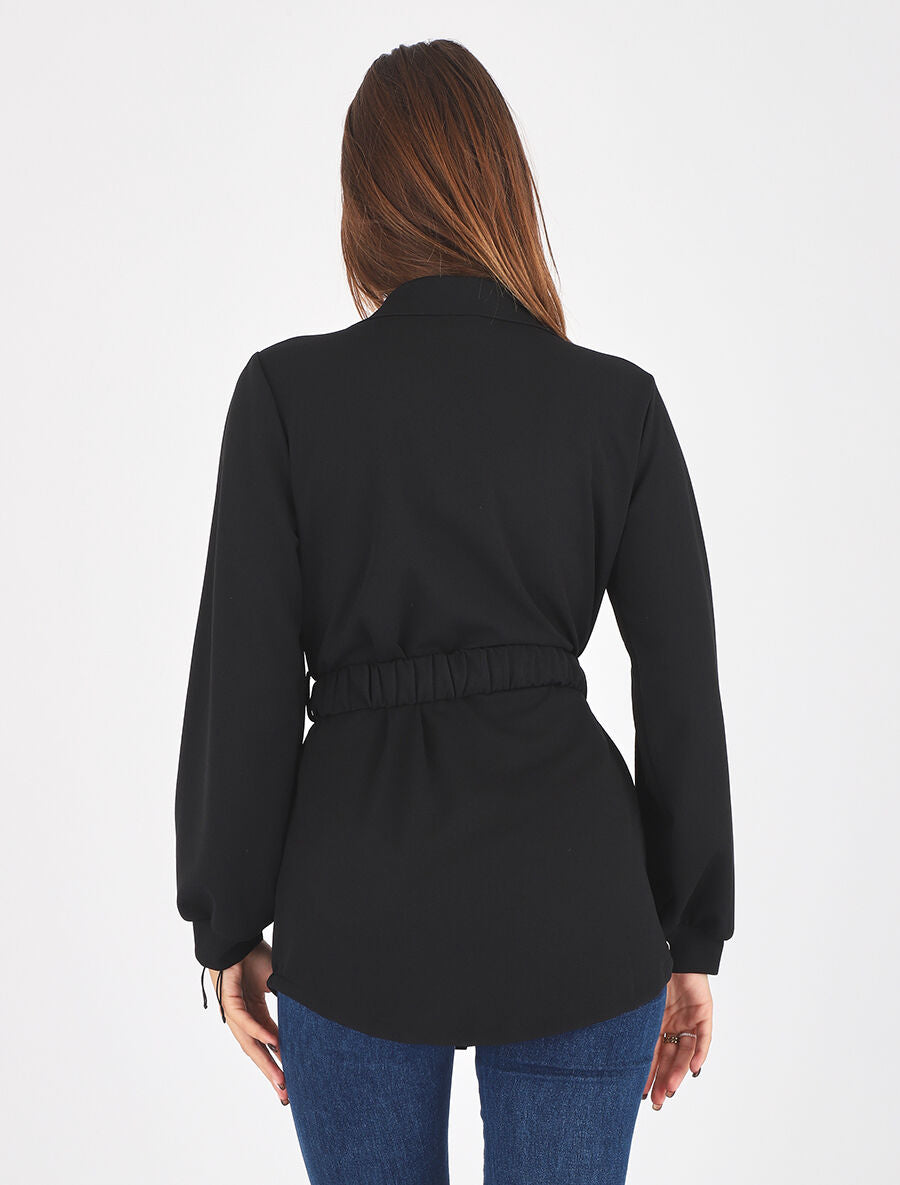 Chemise ample ceinturée - Noir - 5