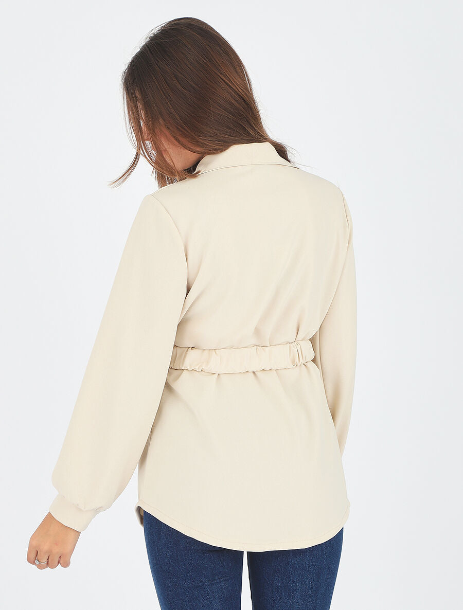 Chemise ample ceinturée - Beige - 6