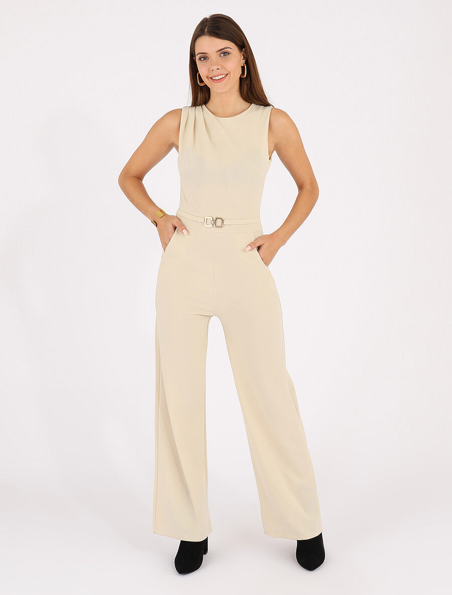 Combinaison droite sans manches - Beige - 4