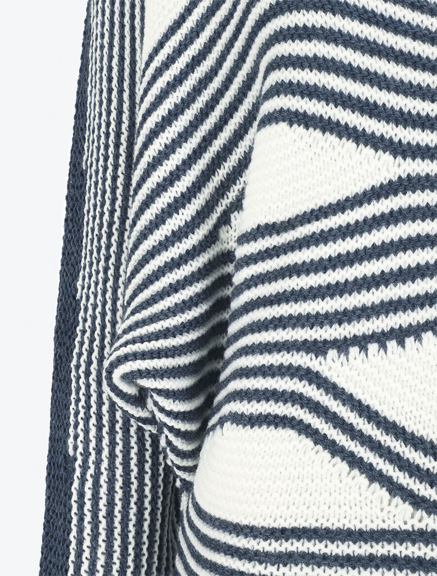 Pull ample à motif rayé fantaisie - Bleu - 3