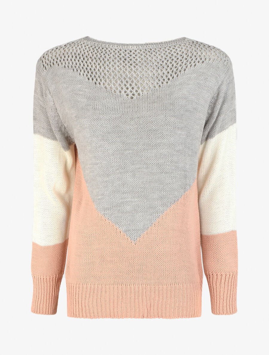 Pull droit à motif en V - Gris/rose - 6