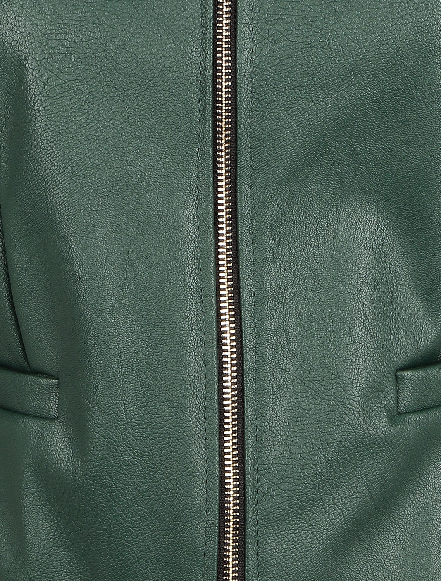Veste droite zippée en simili - Vert foncé - 3