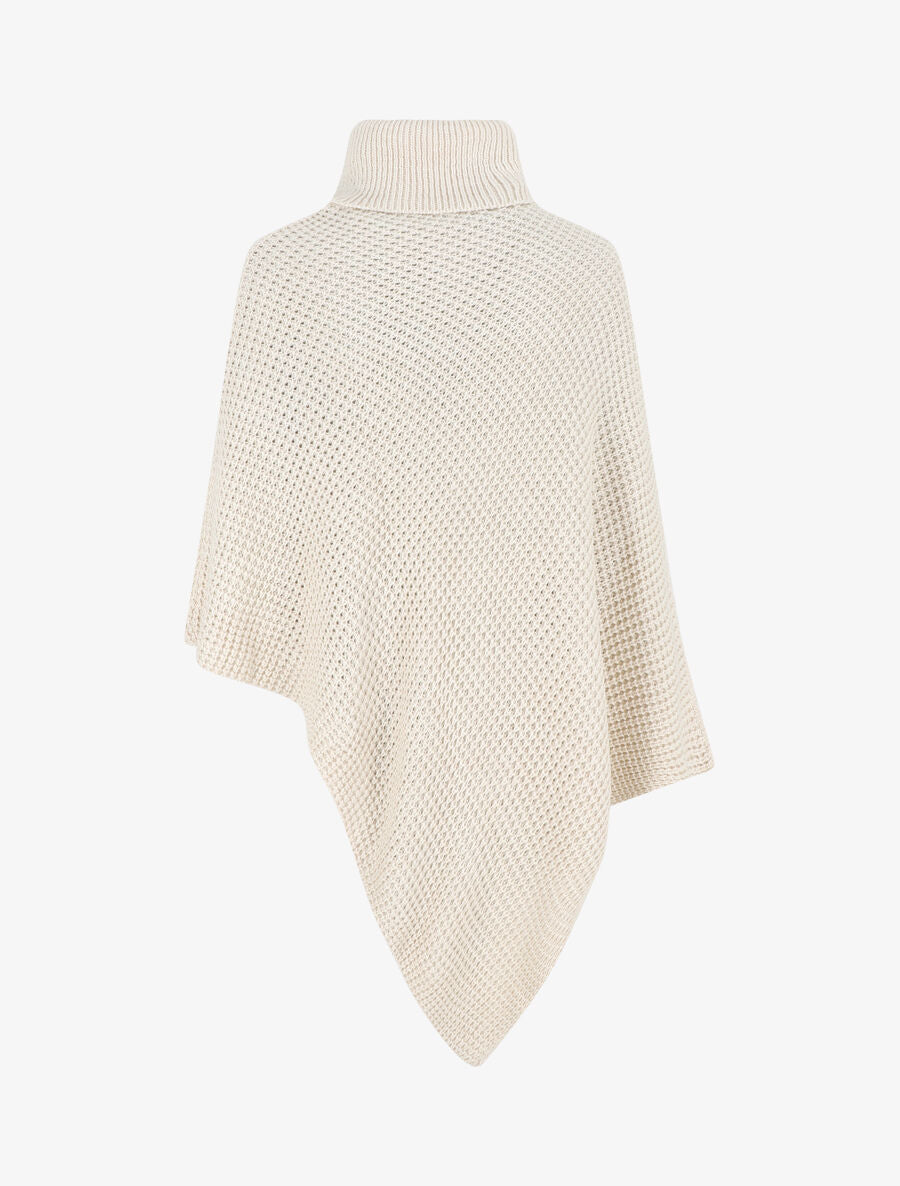 Poncho uni col roulé - Beige - 2
