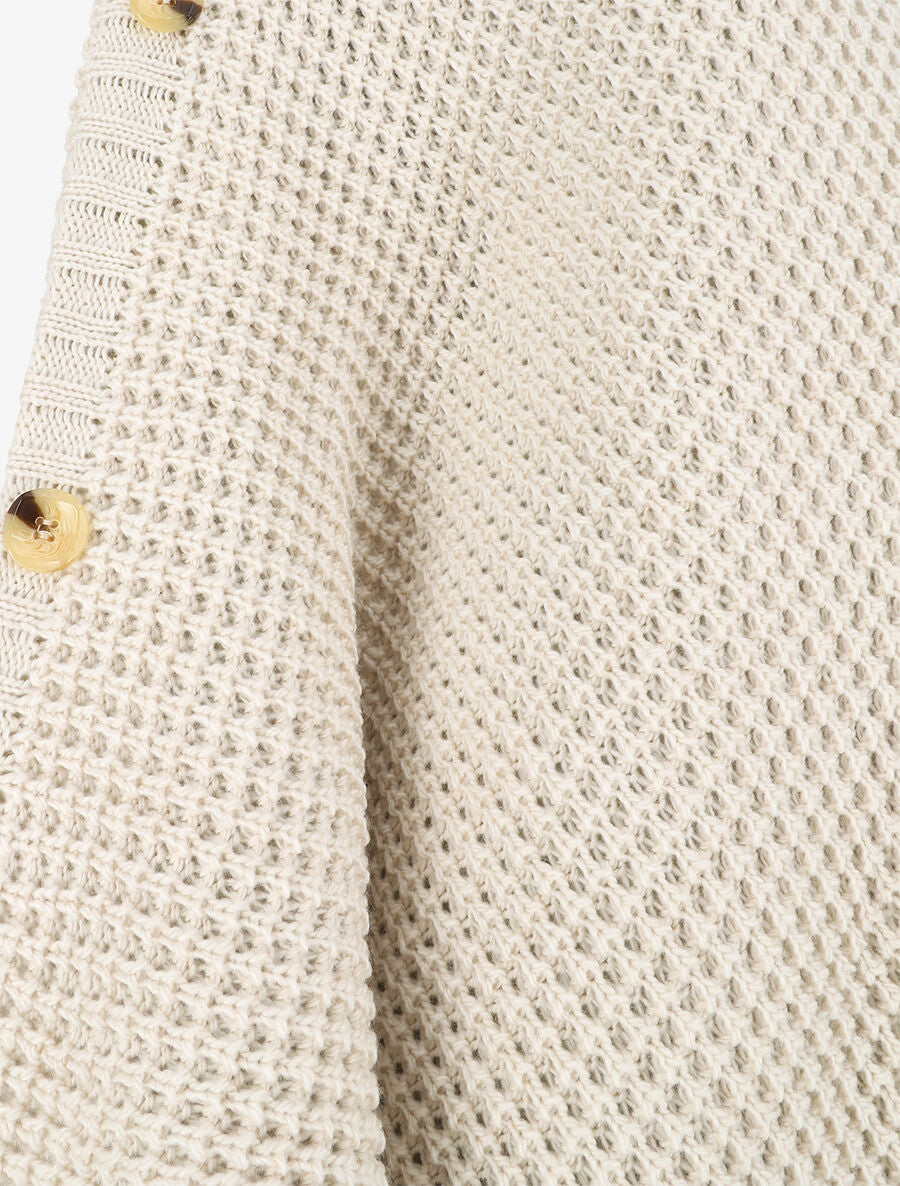 Poncho uni col roulé - Beige - 3
