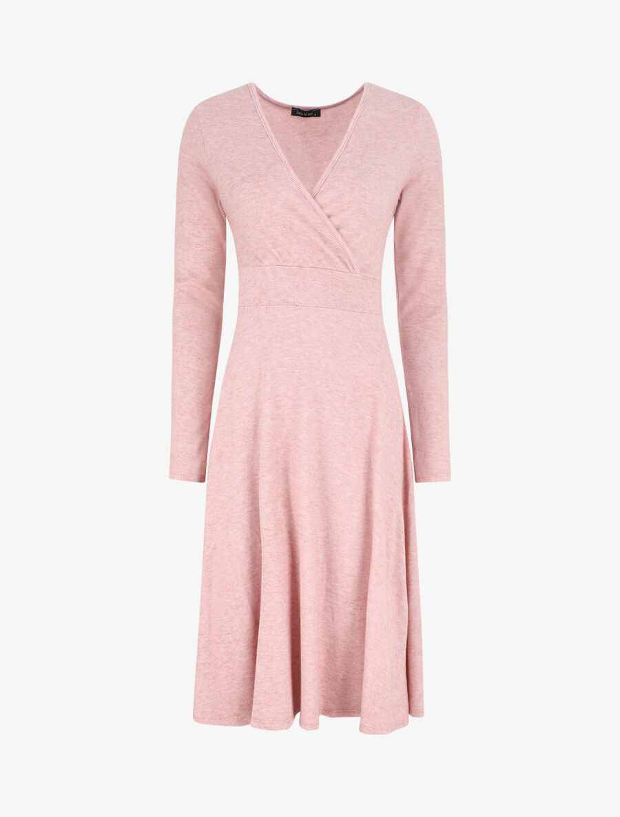 Robe midi évasée manches longues - Rose - 6