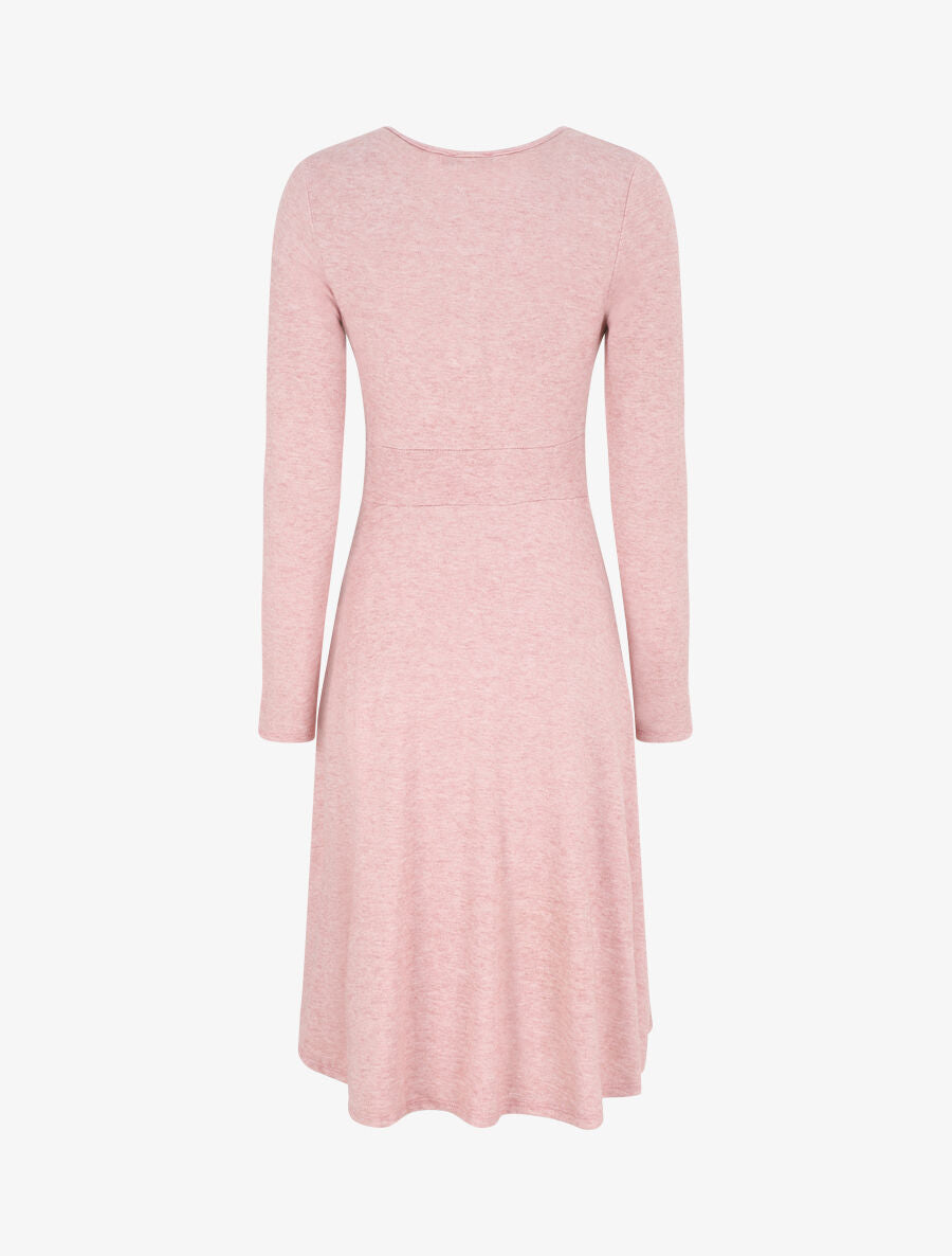 Robe midi évasée manches longues - Rose - 2