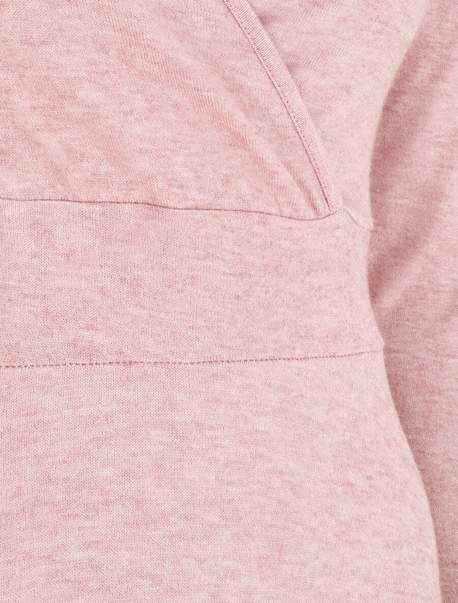Robe midi évasée manches longues - Rose - 3