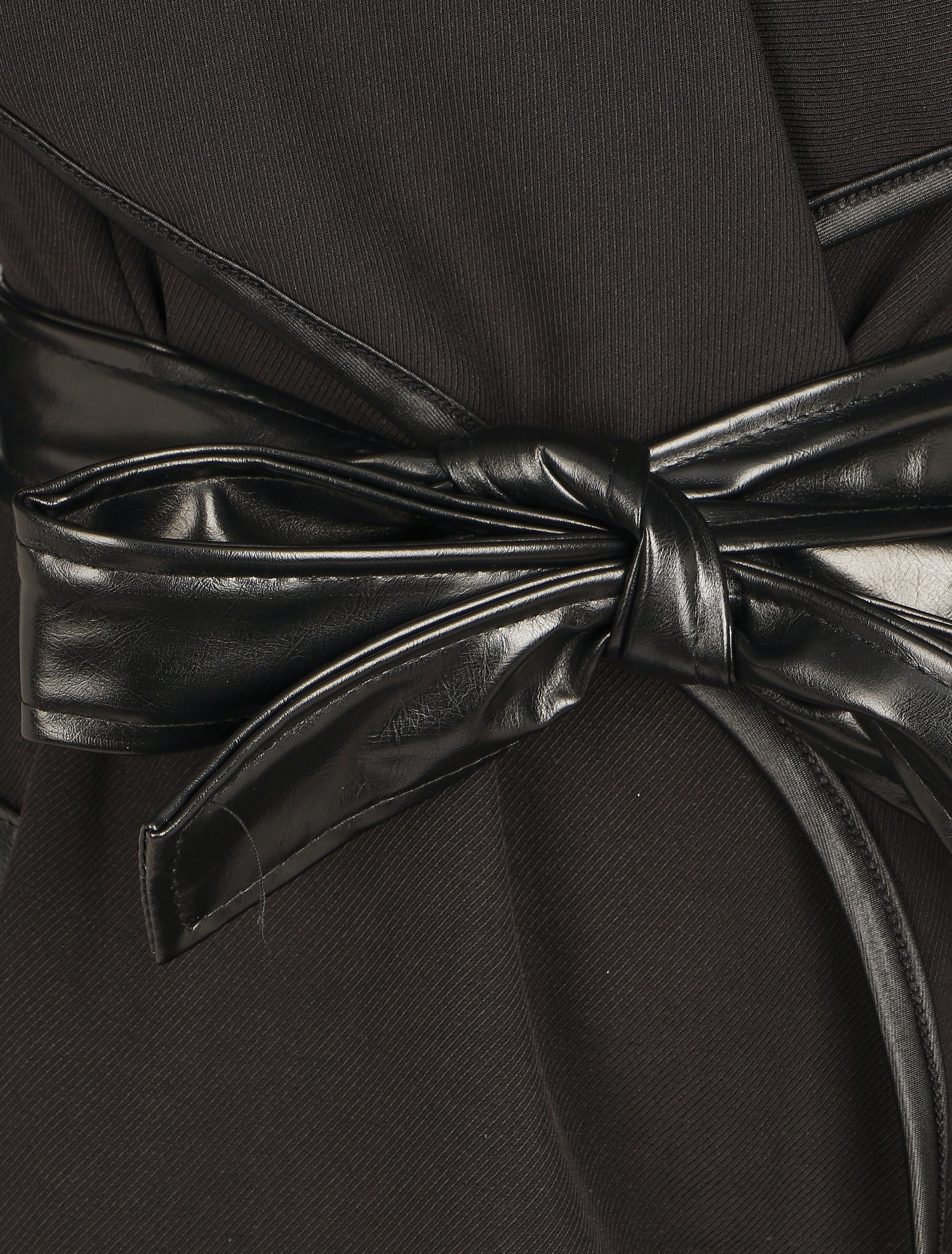 Veste longue coupe droite col cascade - Noir - 3