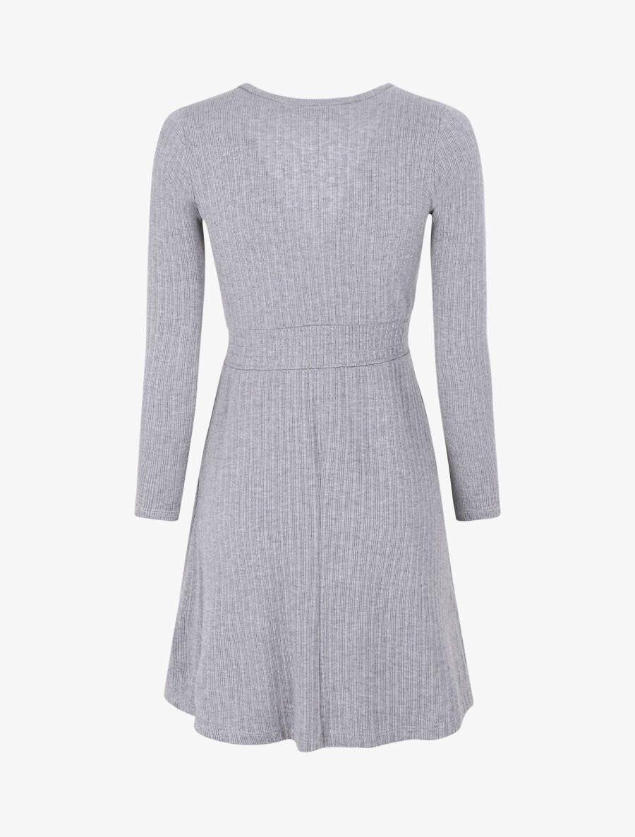 Robe pull uni coupe patineuse - Gris - 2