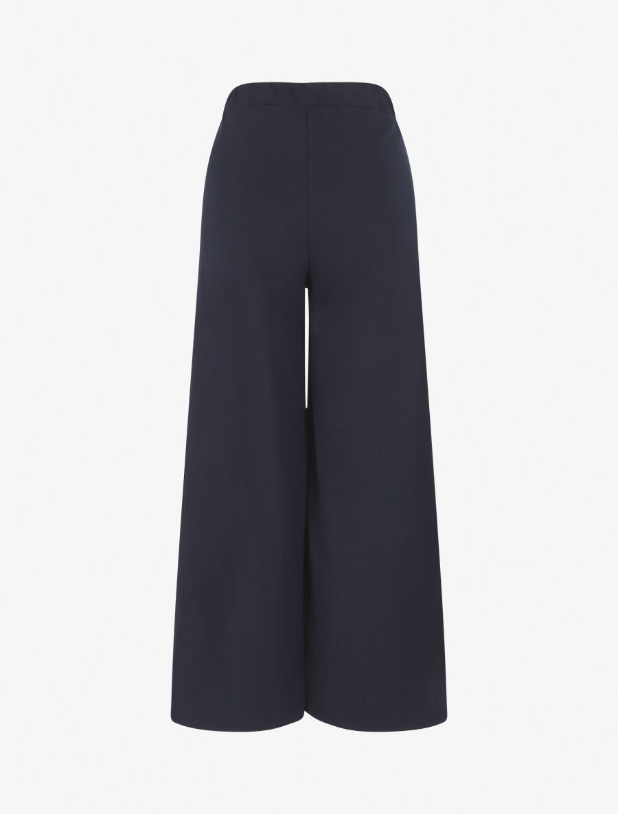 Pantalon ample taille haute élastiquée - Marine - 2