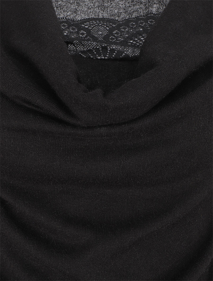 Pull ajusté manche longues col bénitier - Noir - 3
