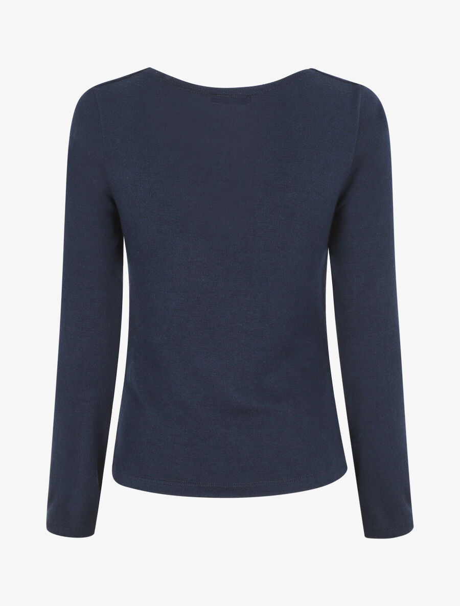 Pull ajusté manche longues col bénitier - Marine - 2