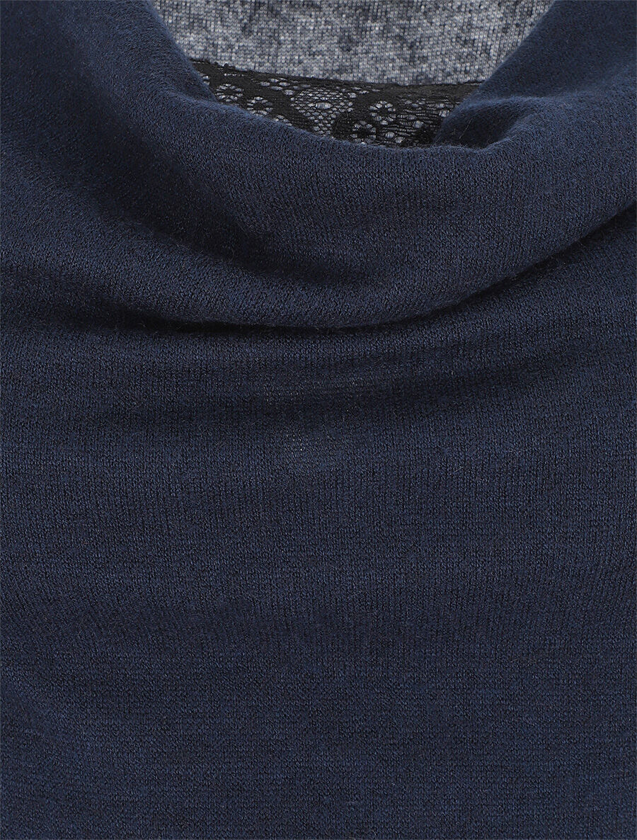 Pull ajusté manche longues col bénitier - Marine - 3