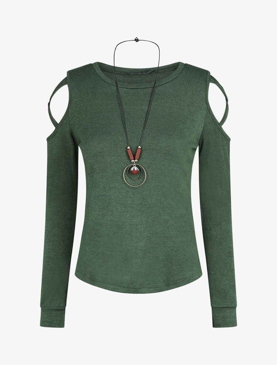 Pull fin droit épaules dénudées - Vert - 4