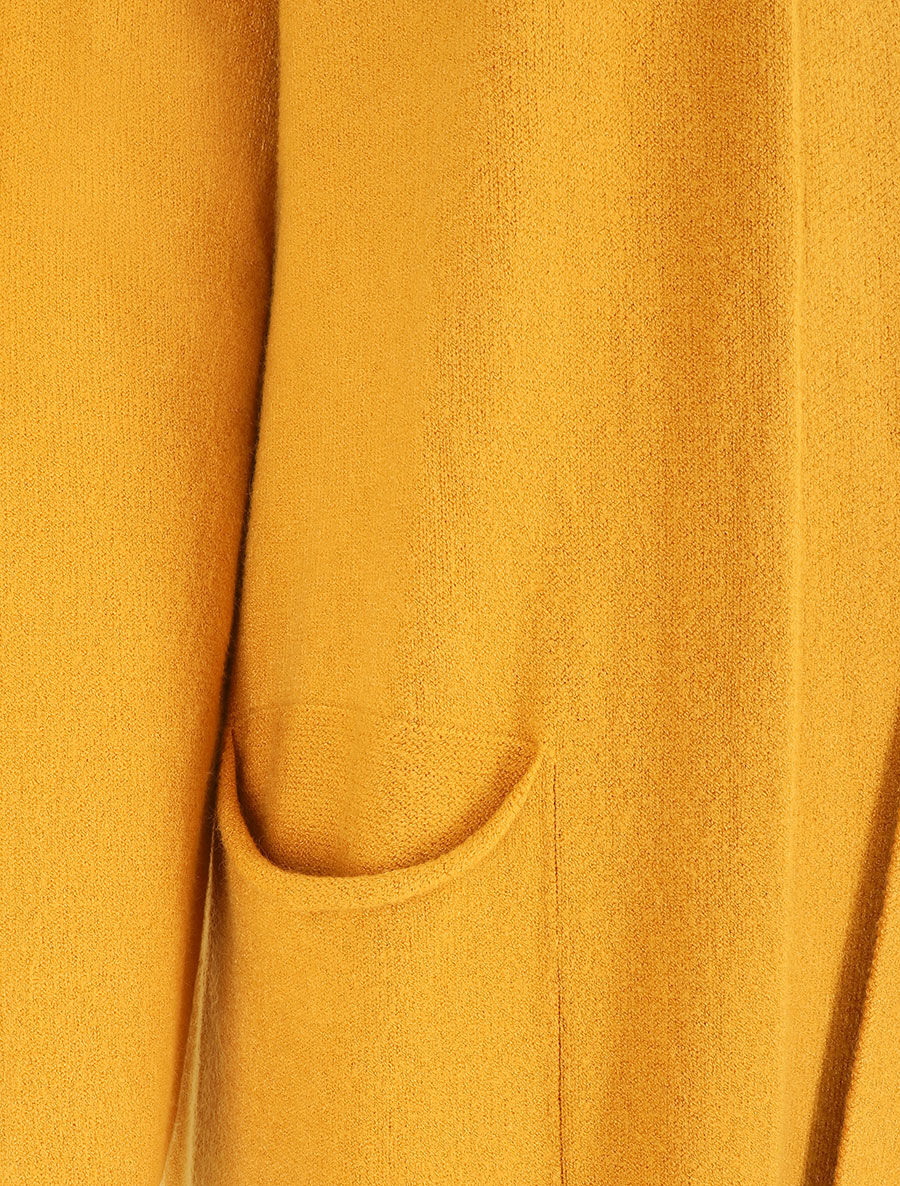 Gilet long uni à poches - Jaune moutarde - 3