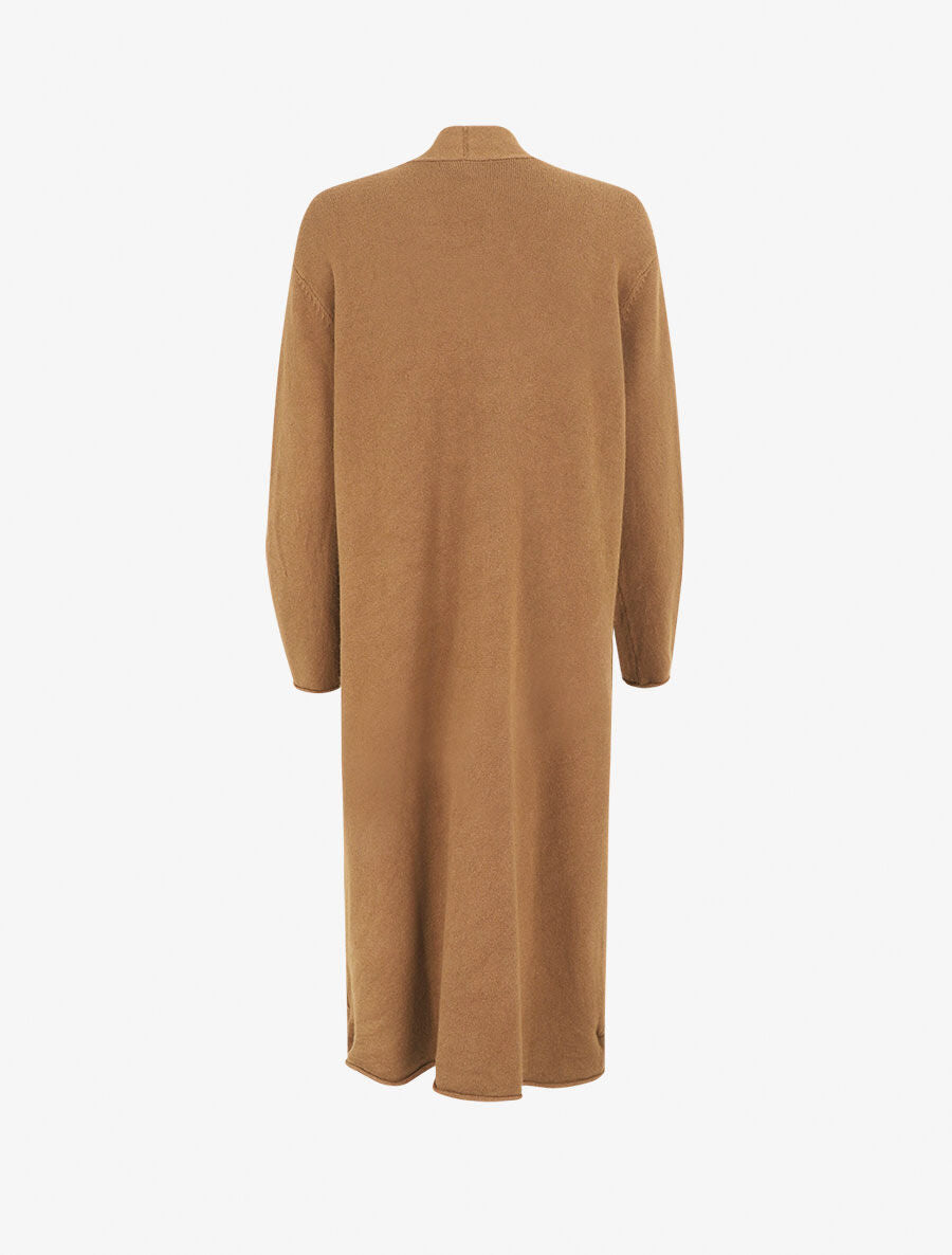 Gilet long uni à poches - Camel - 2