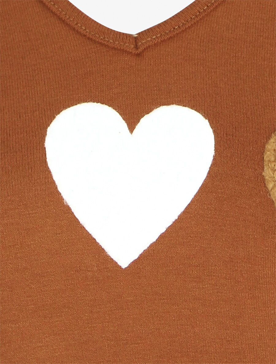 Pull droit motif coeur LIVE LOVE - Rouille - 3