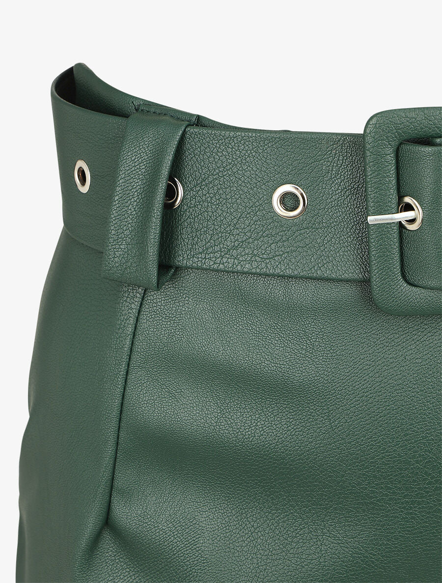 Jupe ajustée taille haute en simili - Vert - 3