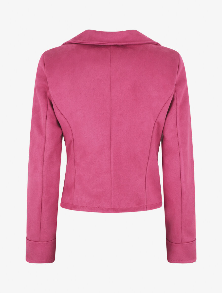 Veste en suédine style perfecto - Fushia - 2