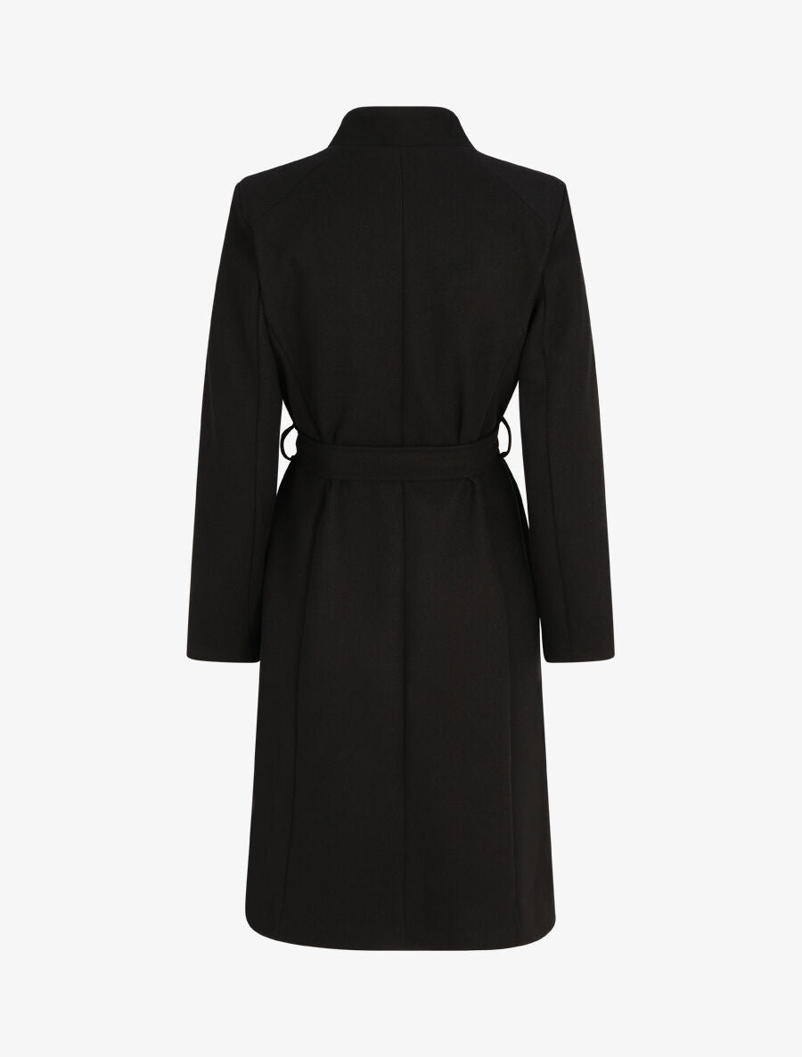 Manteau long croisé coupe droite - Noir - 2