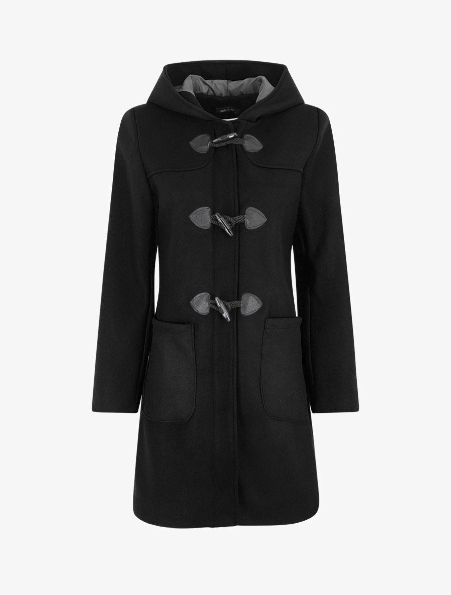 Duffle coat long coupe droite - Noir - 4