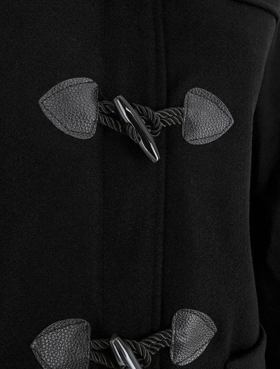 Duffle coat long coupe droite - Noir - 3