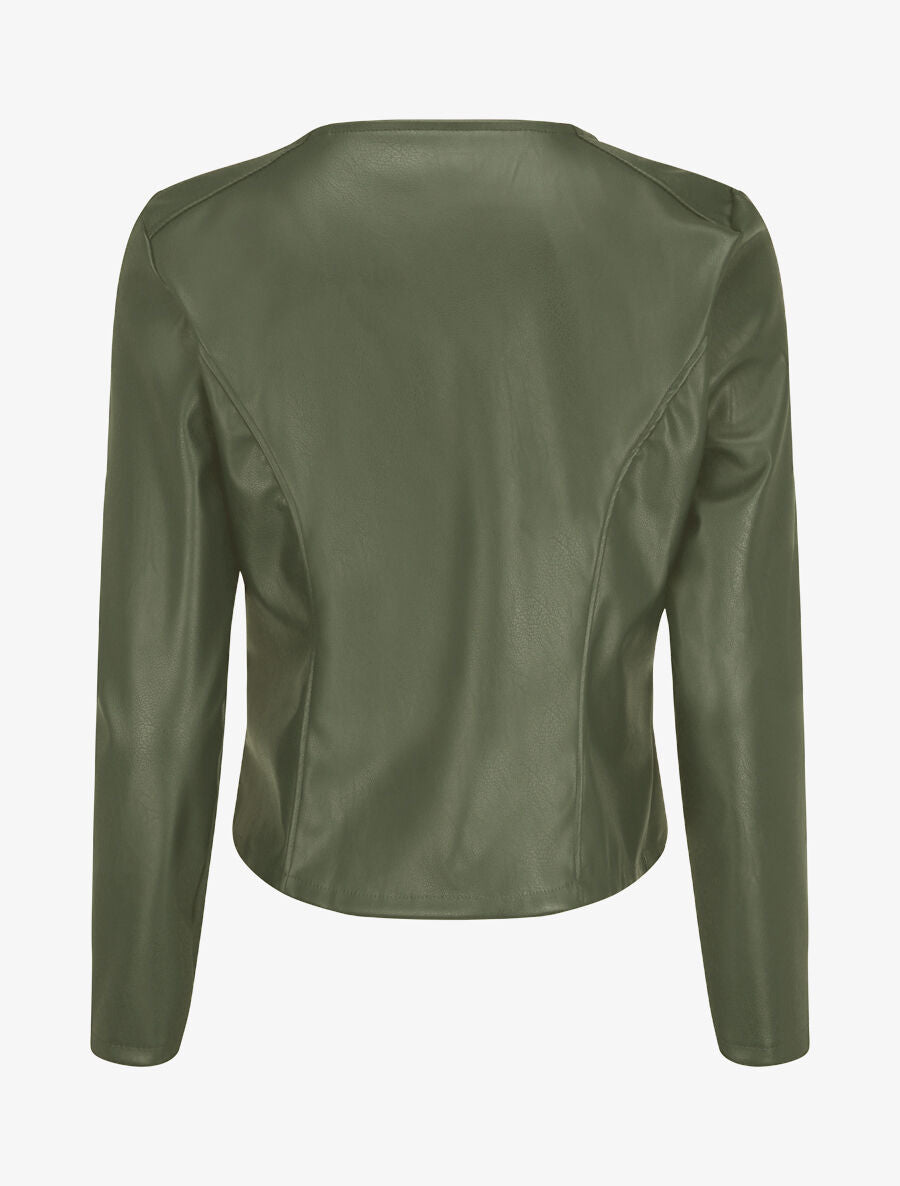 Veste en simili à fermeture zippée - Vert foncé - 2