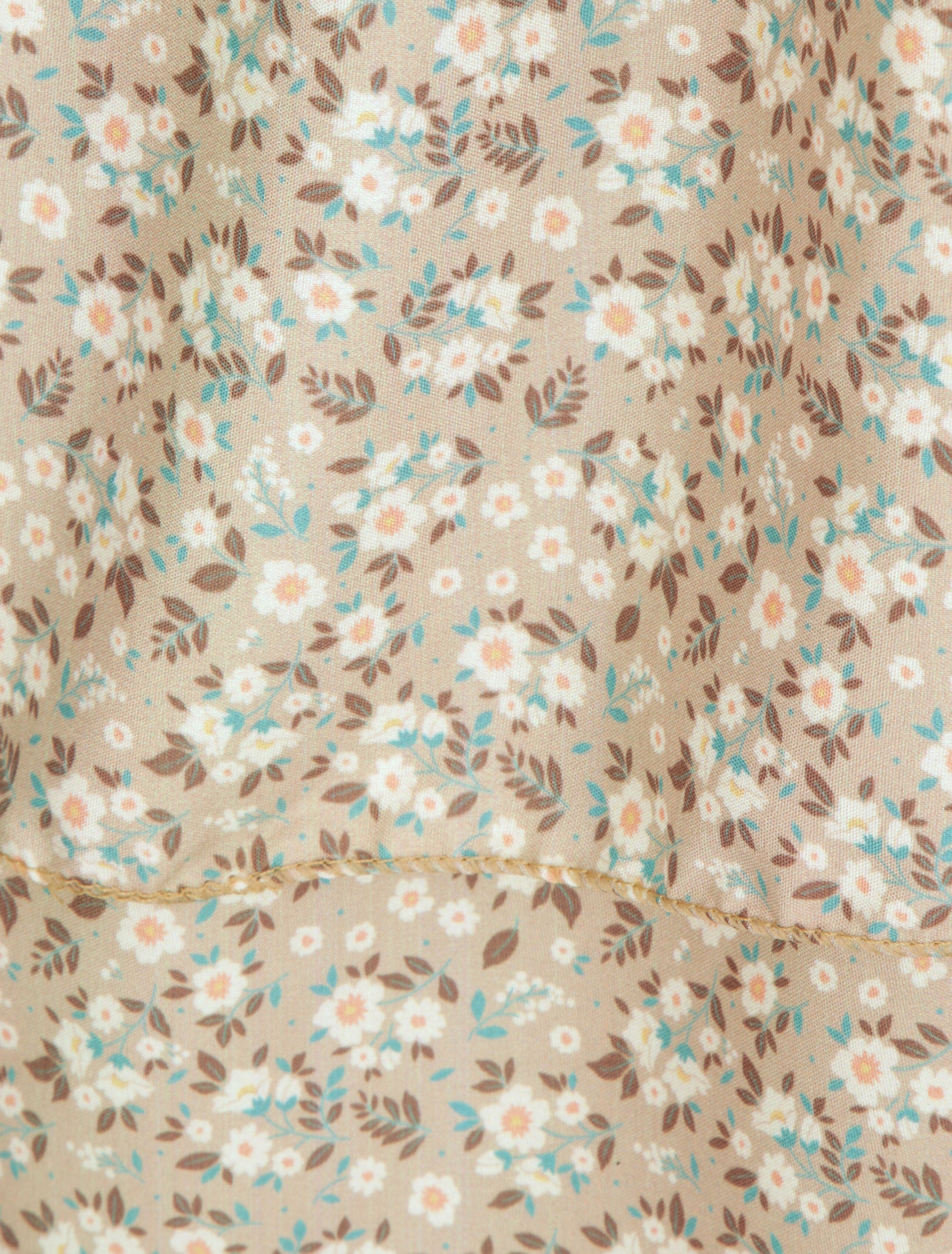 Robe patineuse courte à volants imprimé fleuri - Taupe - 4
