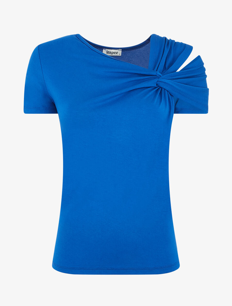 T-shirt à épaule drapée - Bleu roi - 1