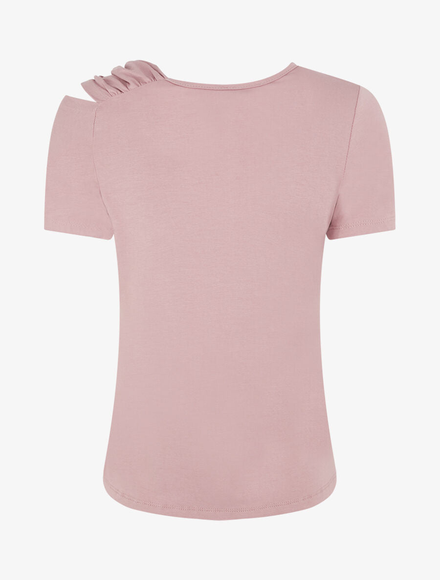 T-shirt à épaule drapée - Vieux rose - 2