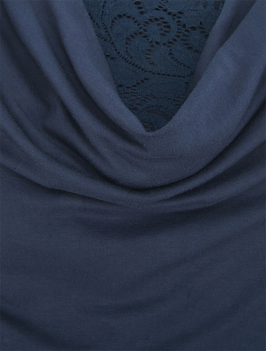 Top bénitier à décolleté dentelle - Bleu marine - 3
