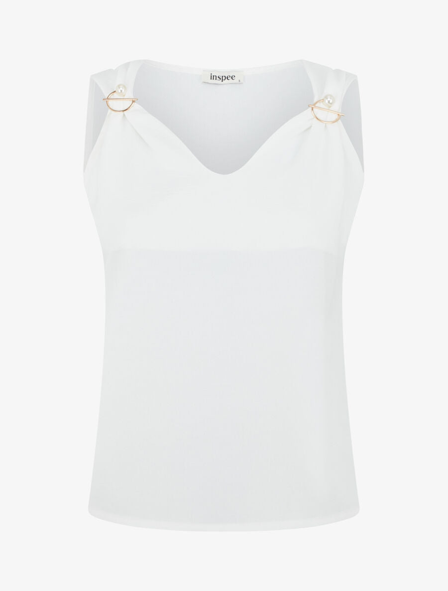 Top uni sans manches à broches amovibles - Blanc - 5