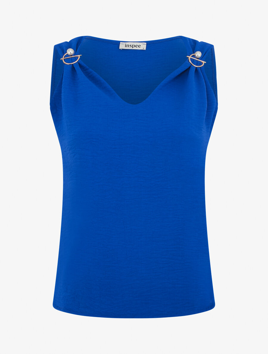 Top uni sans manches à broches amovibles - Bleu roi - 1