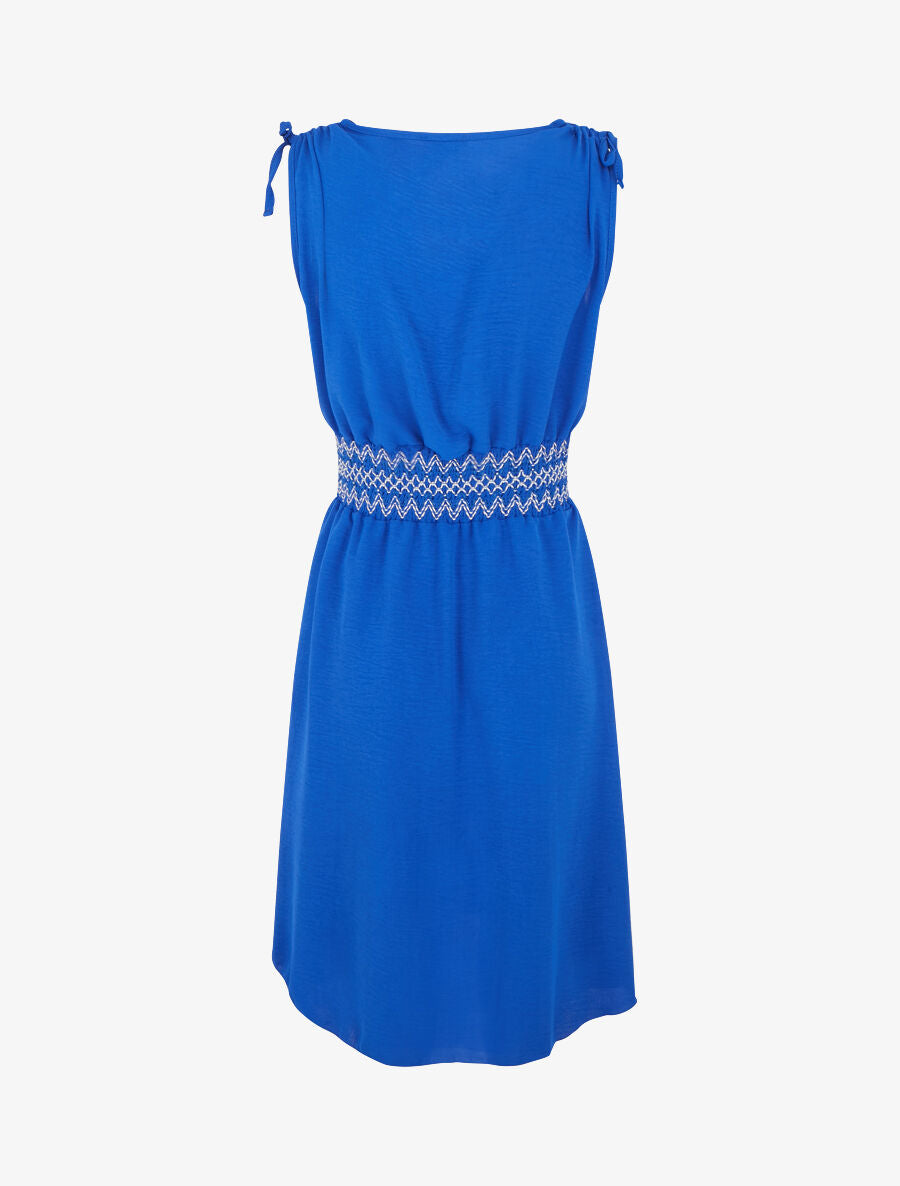Robe à large bande élastiquée imprimé zigzag - Bleu roi - 2