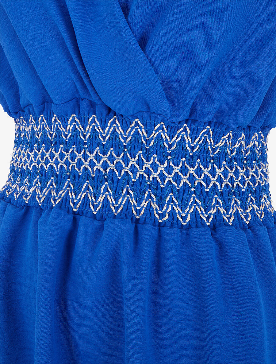 Robe à large bande élastiquée imprimé zigzag - Bleu roi - 3