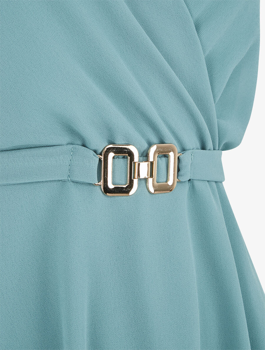 Top uni en voile élastiqué - Turquoise - 3