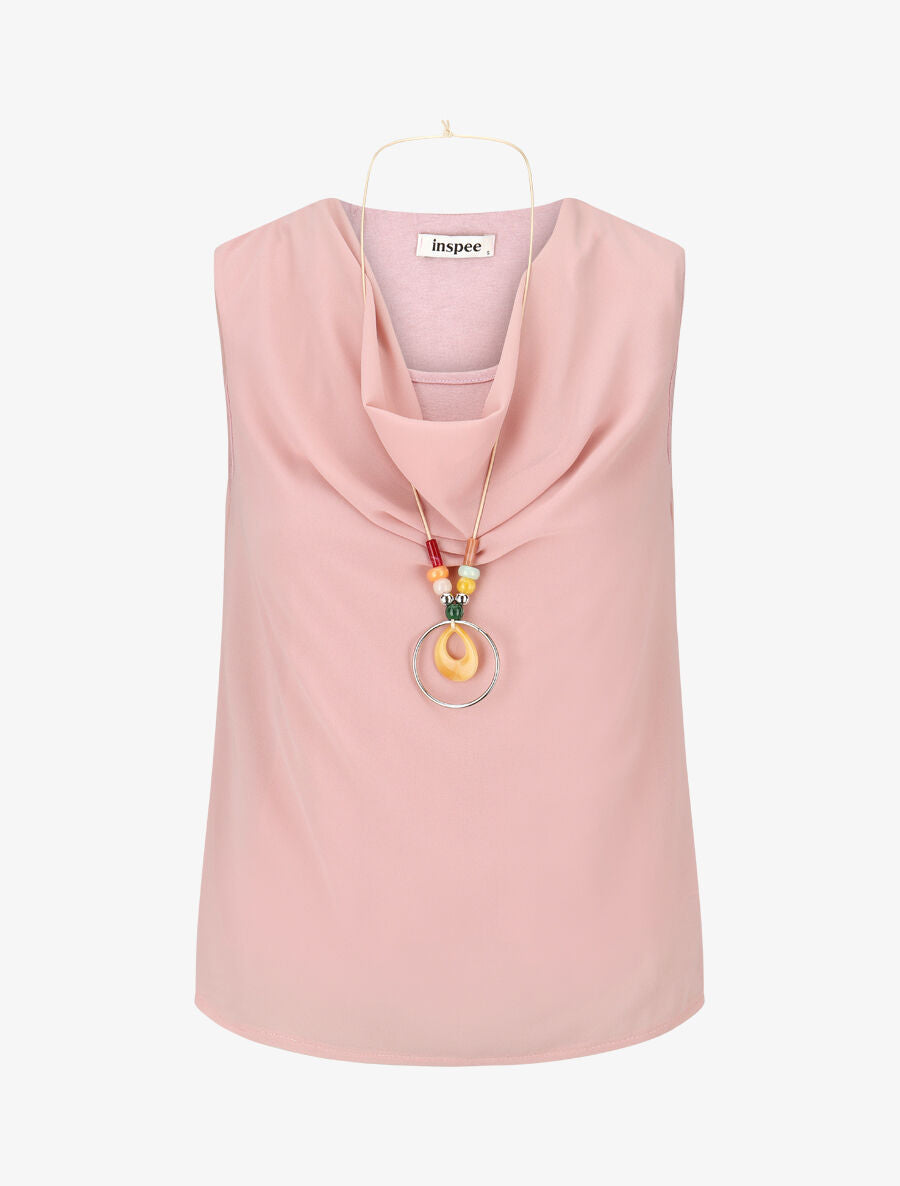Top droit sans manches col bénitier - Rose - 1