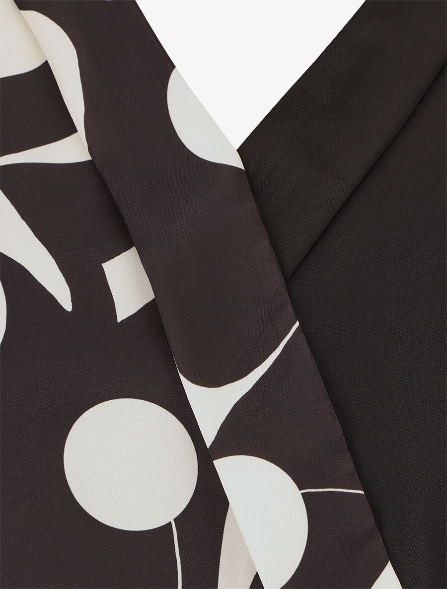 Blouse imprimé à manches retroussables - Noir - 3