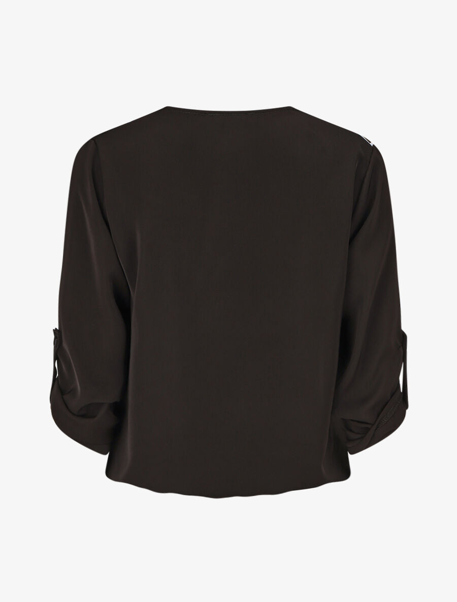 Blouse imprimé à manches retroussables - Blanc - 2