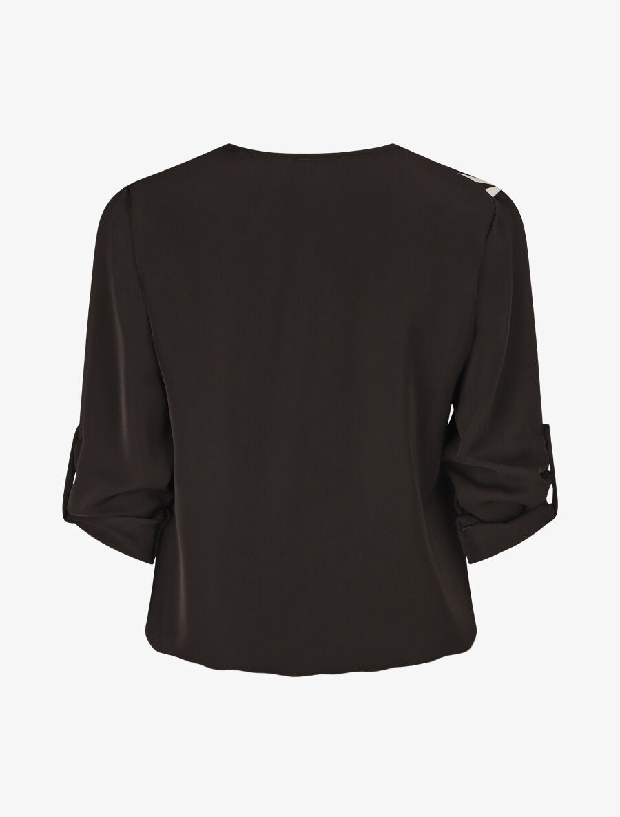 Blouse imprimé à manches retroussables - Beige - 2