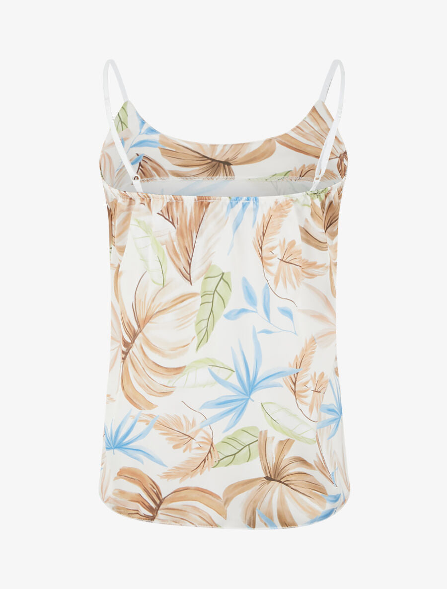 Caraco satiné droit imprimé tropical - Beige - 2