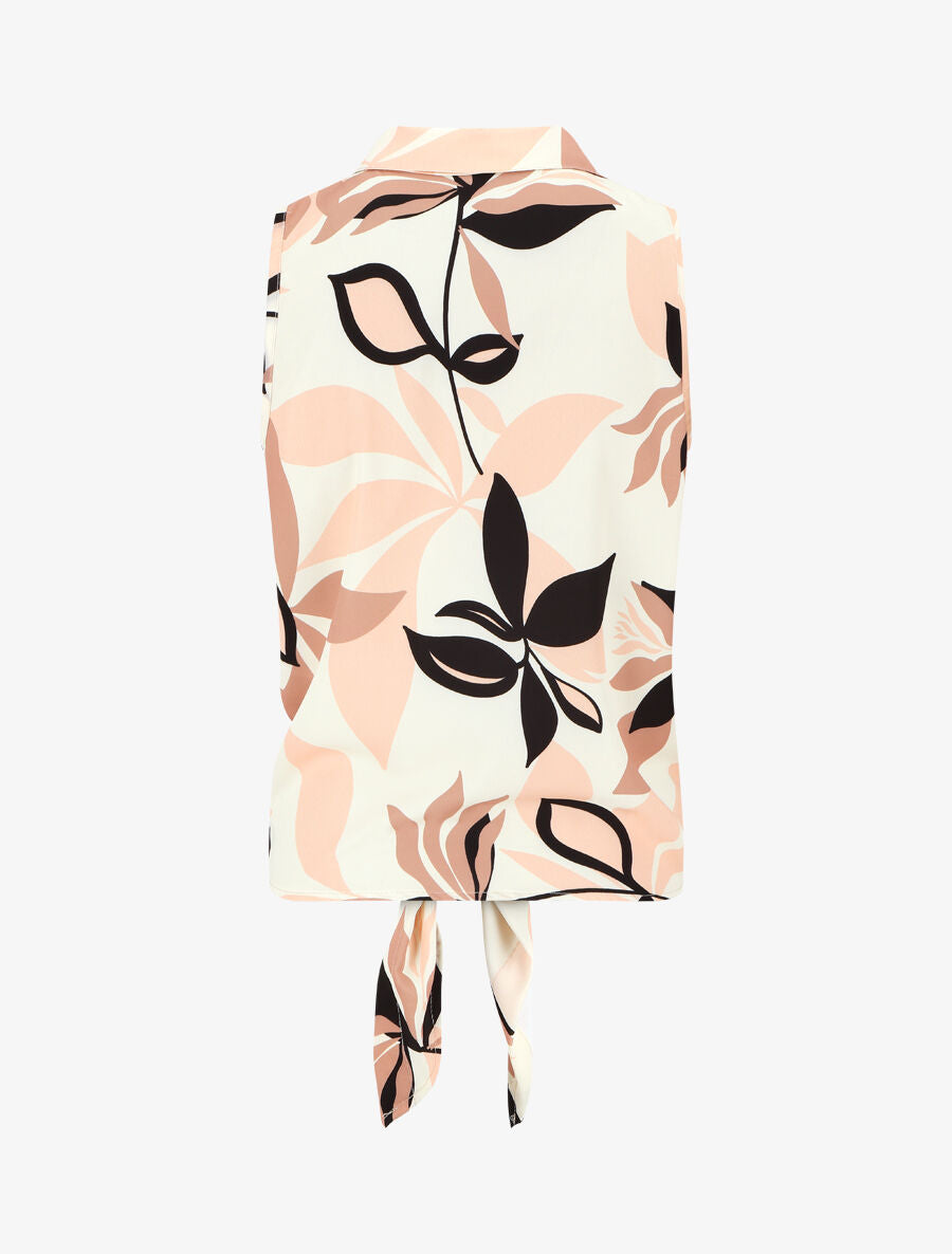 Chemise sans manches à noeud imprimé floral - Beige/rose - 2