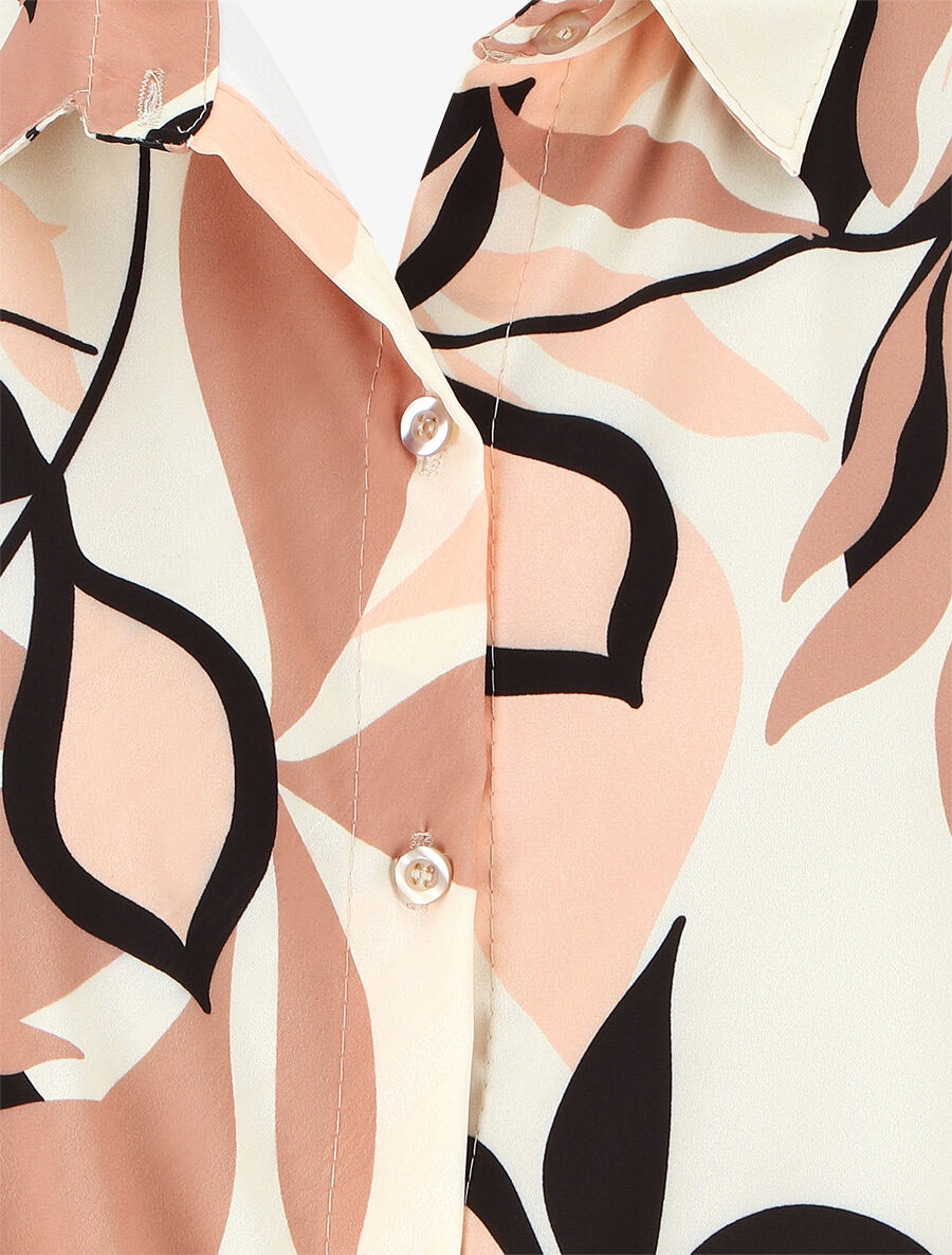 Chemise sans manches à noeud imprimé floral - Beige/rose - 3