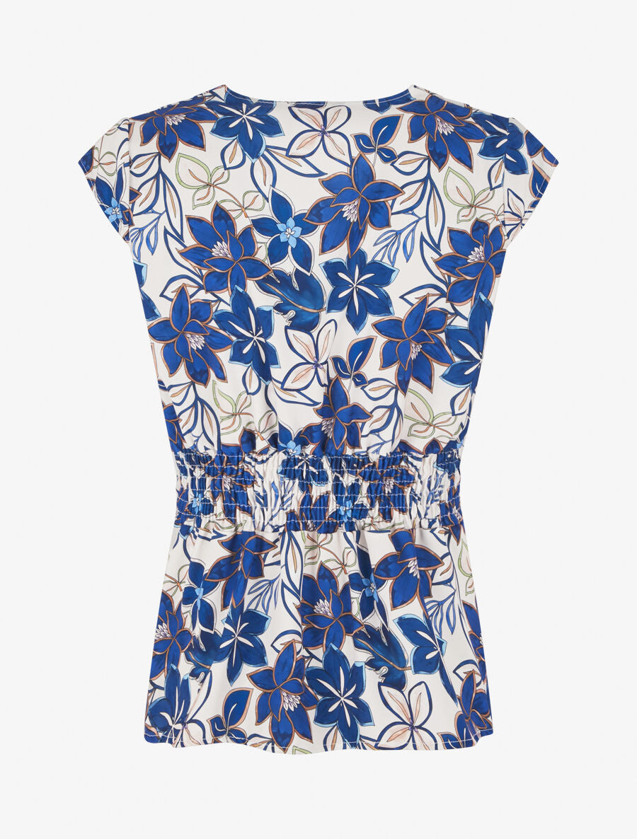 Top avec mancherons à imprimé fleuri - Bleu roi - 2