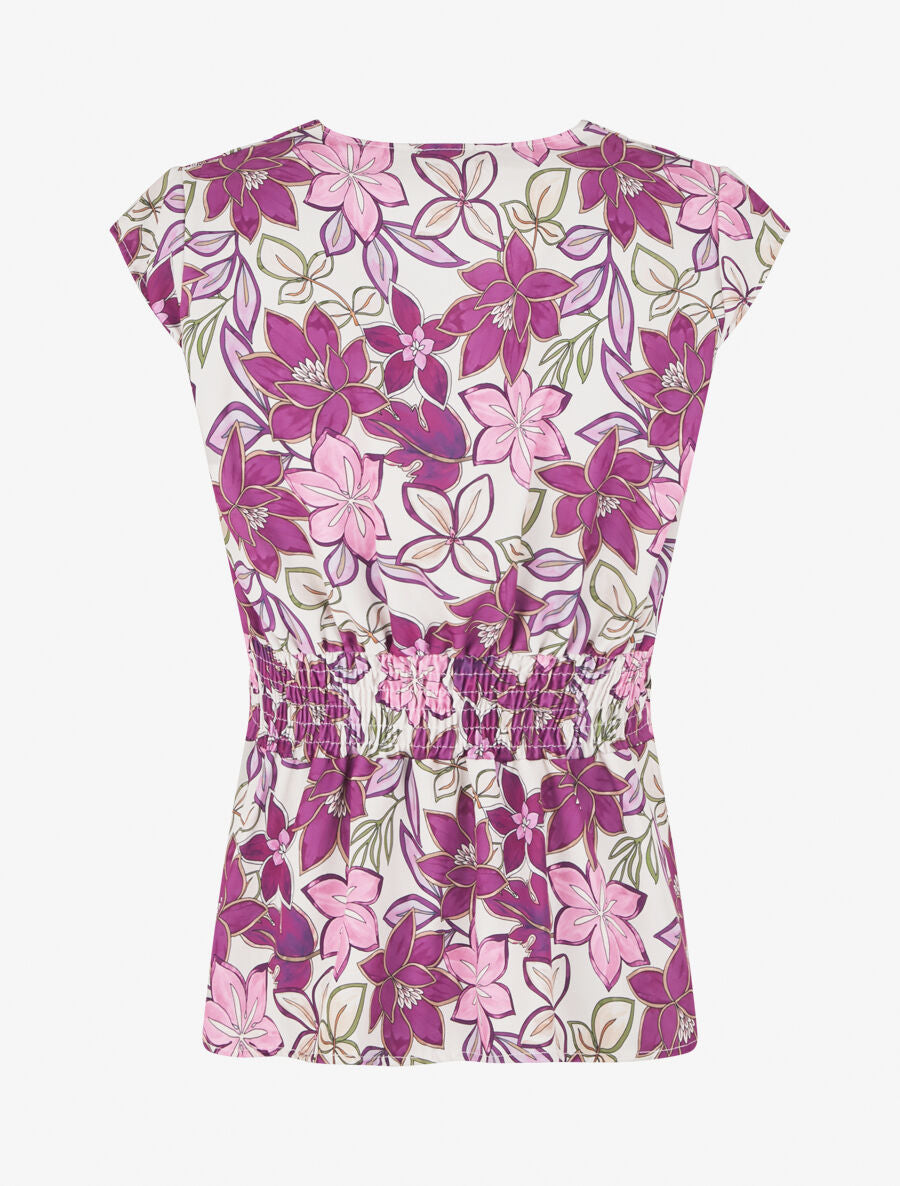 Top avec mancherons à imprimé fleuri - Prune - 2