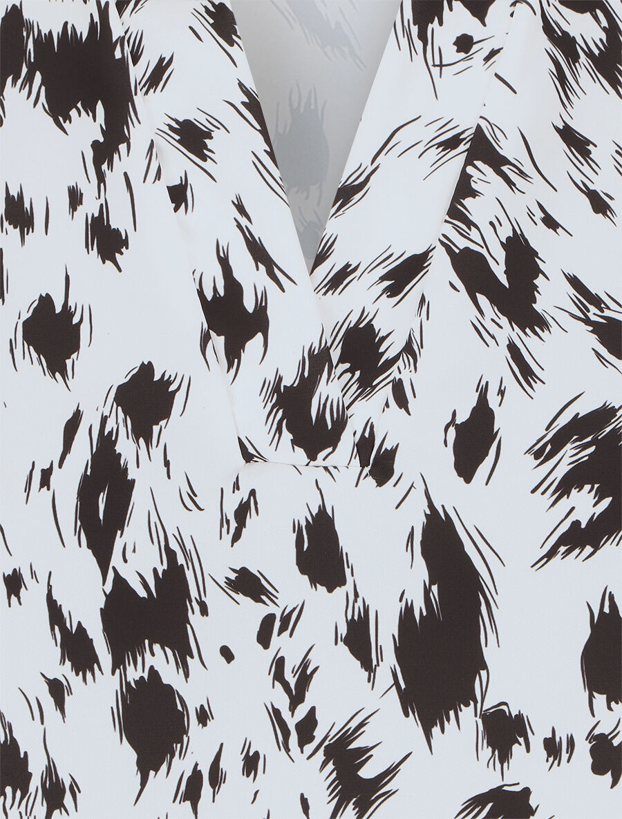 Blouse imprimé abstrait à manches courtes - Blanc - 3