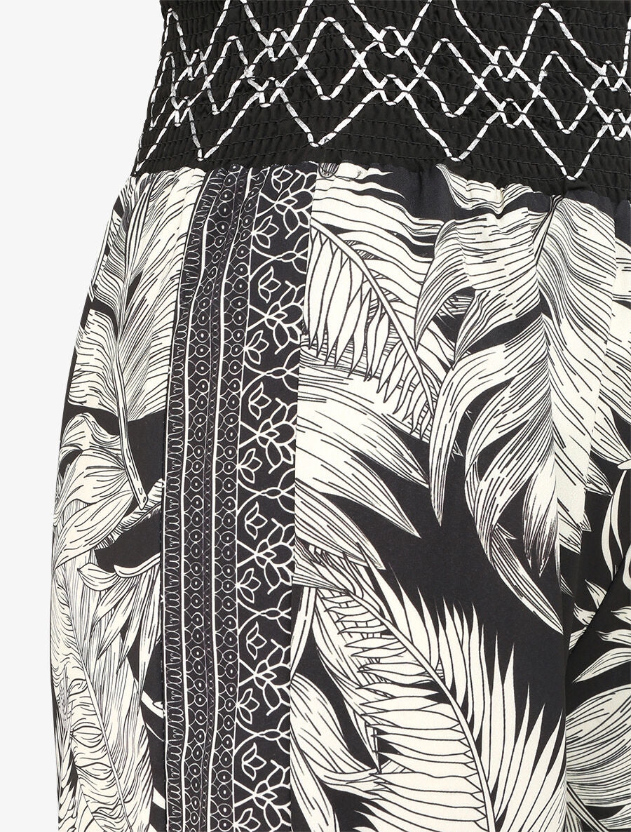 Pantalon fluide coupe flare imprimé feuillages - Noir - 3