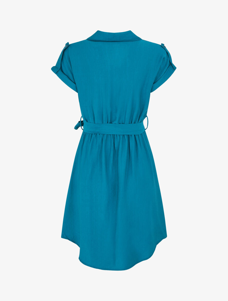 Robe unie ceinturée - Bleu canard - 2